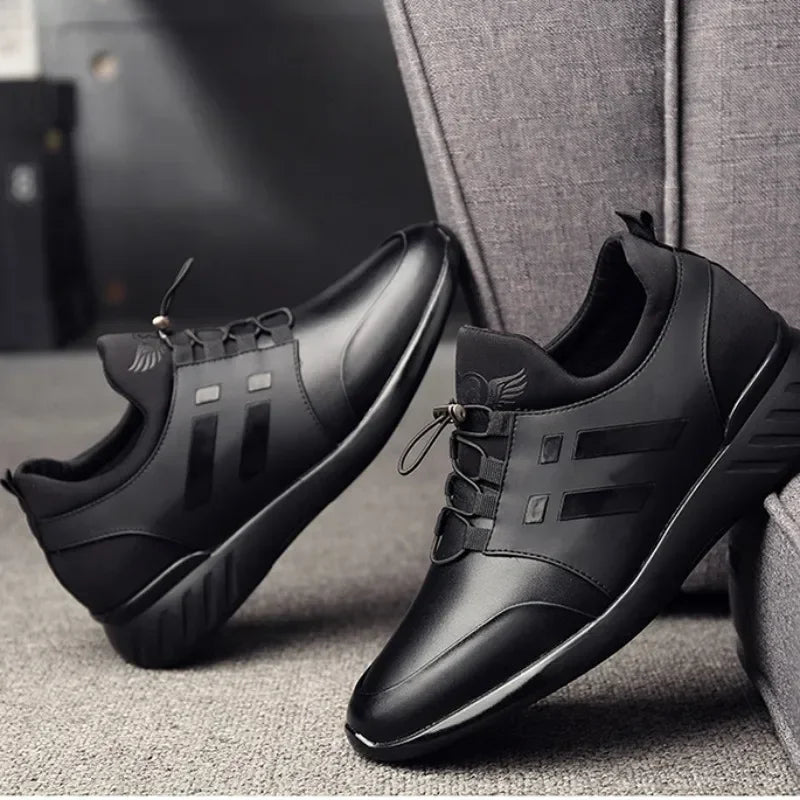 Luxury Mens Sneakers Increase Casual Shoes for Men Leather Breathable Rubber Footwear