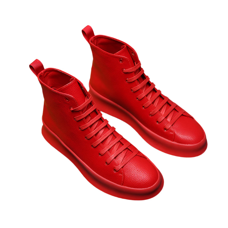 Men's Sports Solid Color Leather Sneakers